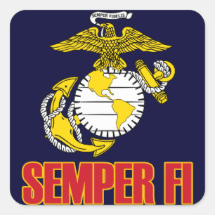 Semper Fi [EGA] Fyrkantigt Klistermärke