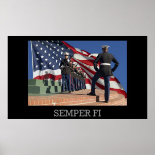 Semper Fi - GevärSquad och flagga Poster
