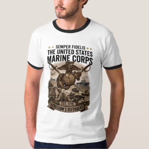 Semper Fidelis USMC Freedom's Defenders Herr- T Shirt