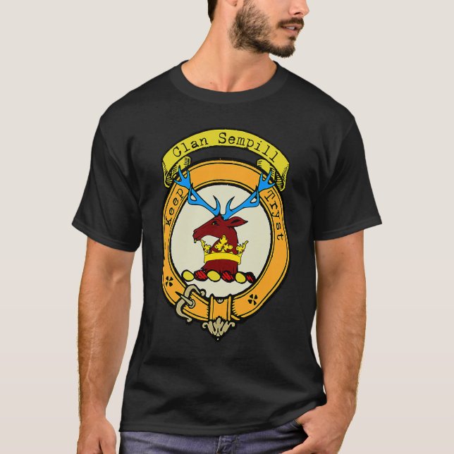 Sempill Klan Scottish Vapensköld T Shirt (Framsida)