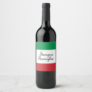 Sempre Famiglia och Italienska färg Vinflaska Etikett