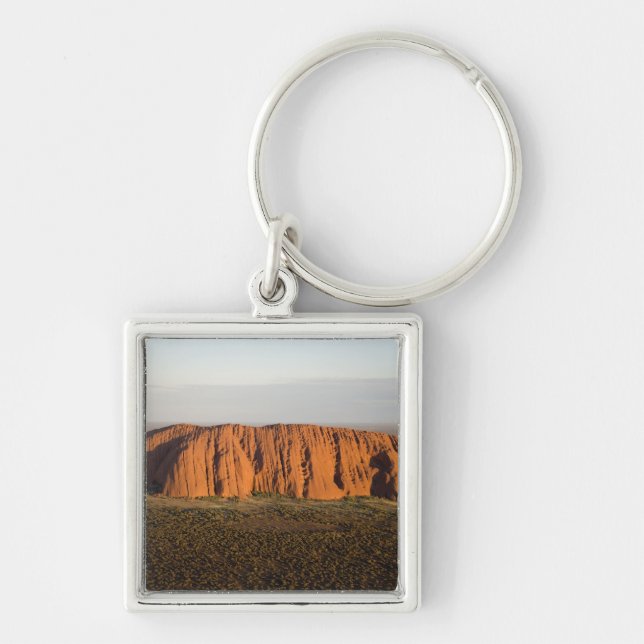 Sen eftermiddagsljus på Uluru / Ayers Rock, Fyrkantig Silverfärgad Nyckelring (Framsidan)