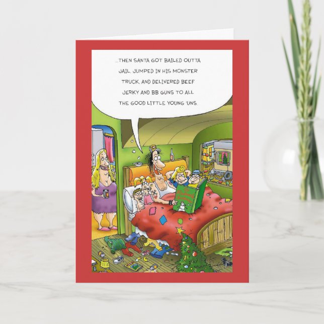 ...sen gick tomtens Har ut med utsjövägen... Helgkort (Framsida)