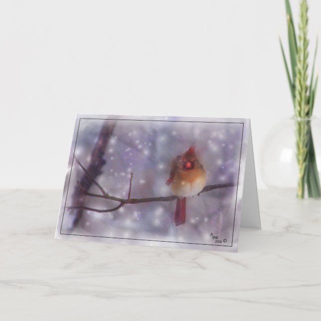 Sen kall dagdamkardinal helgkort (Framsida)