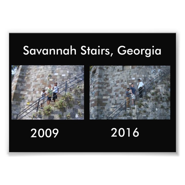 Sen och nu - Savannah Trappor, GA Fototryck (Framsidan)
