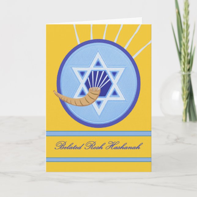 Sen Rosh Hashanah, Shofar och Magen David Helgkort (Framsida)