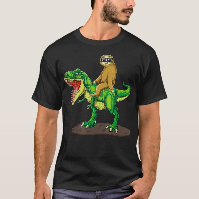 Sena med solglasögon som rider T rex dinosaur Shirt (Framsida)