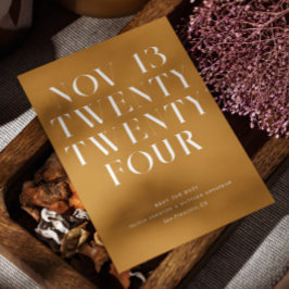 Senap Brun Höstbröllop | Minimalistisk Höst Spara Datumet