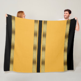 Senap Gult Black Guld Geometric Stripe Fleecefilt