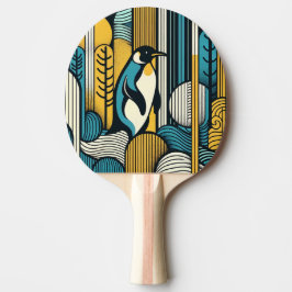 Senap Gult blått penguin i retro-geometri Pingisracket
