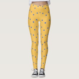 Senap Gult & Blue Polka Dot Leggings