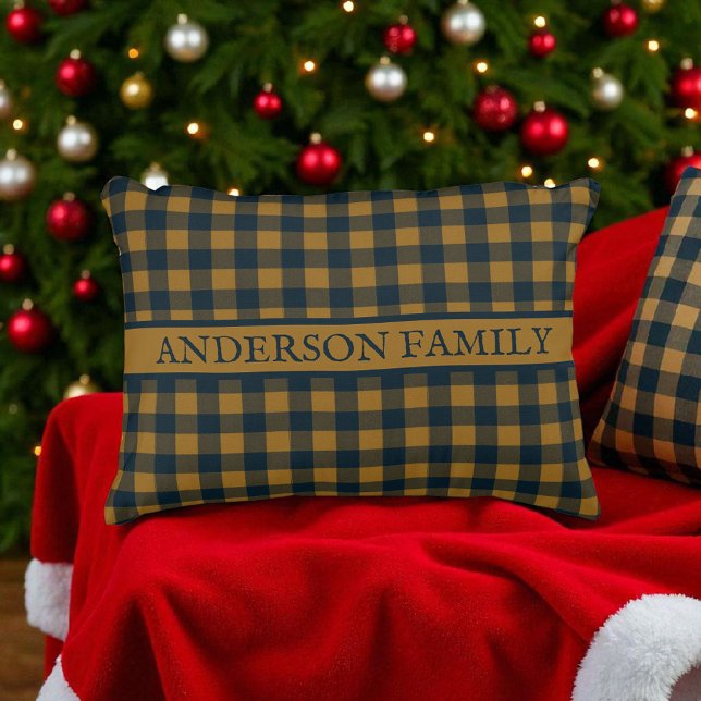 Senap Gult Buffalo Play Rustic Mönster Decor Prydnadskudde (Skapare uppladdad)