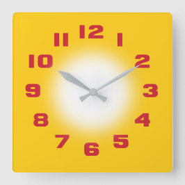 Senap-Gult Fyrkantig Klocka