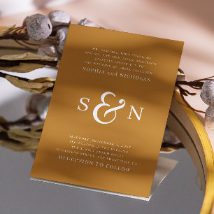 Senap Gult Minimalist Bröllop - Typografi Inbjudningar
