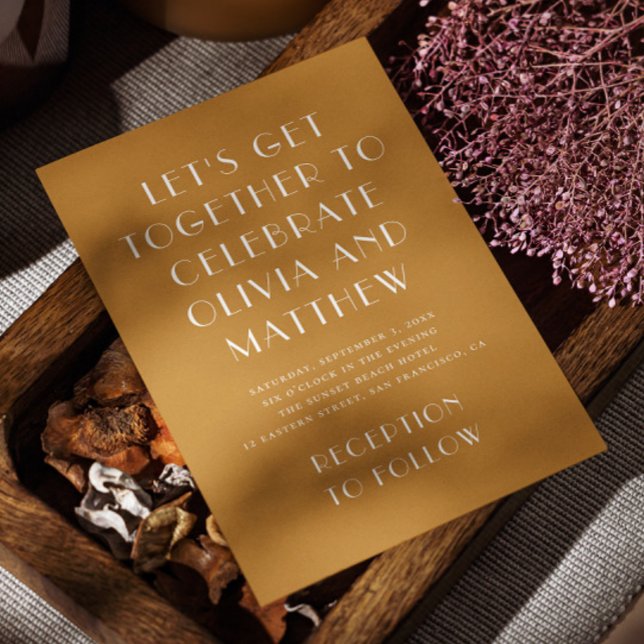 Senap gult modern enkel minimalistisk bröllop inbjudningar (Skapare uppladdad)