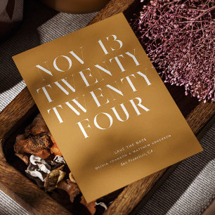 Senap gult modern snyggt minimalist bröllop spara datumet