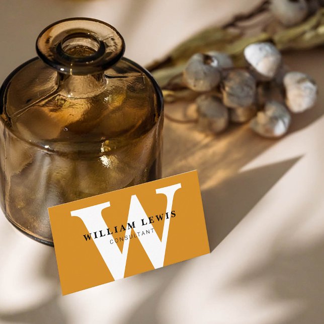 Senap Gult Monogrammad Modern Minimalist Visitkort (Skapare uppladdad)