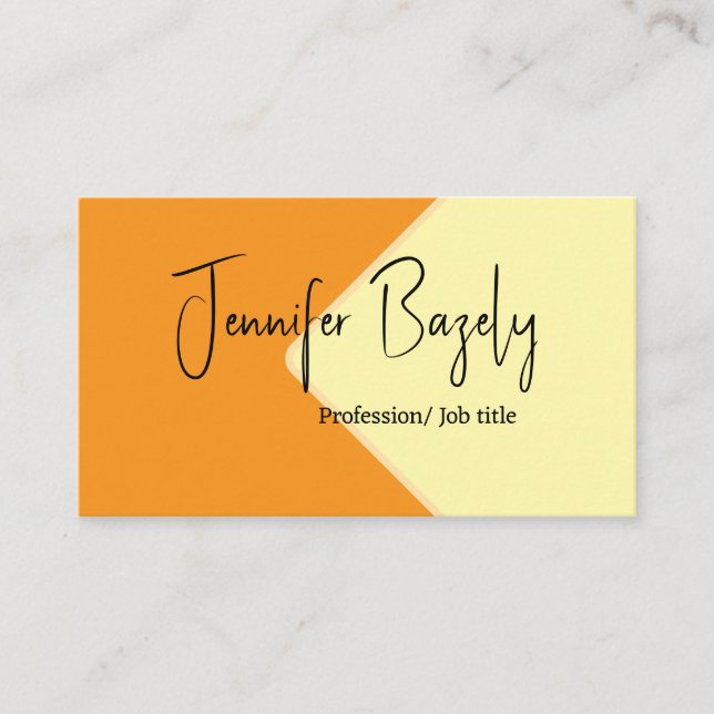 Senap gult- och kräm-minimalistiskt Affärskort Visitkort (Framsida)