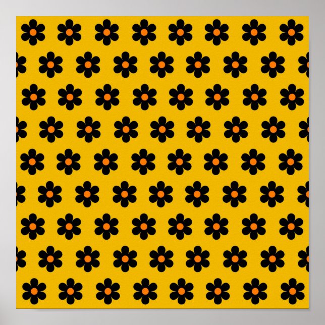 Senap Höst Botanisk Blommönster Höst Vägg  Poster (Framsidan)