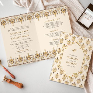 Senap Ikat Allt-i-ett Anand Karaj Sikh-vigsel Inbjudan