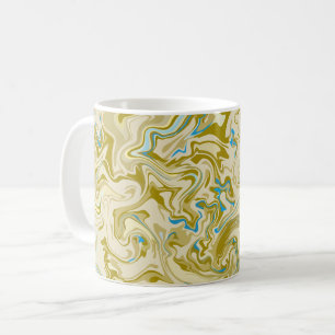 Senap och blå abstrakt fluid konst kaffemugg