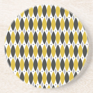 Senap och Black Modern Geometric Diamond Mönster Underlägg