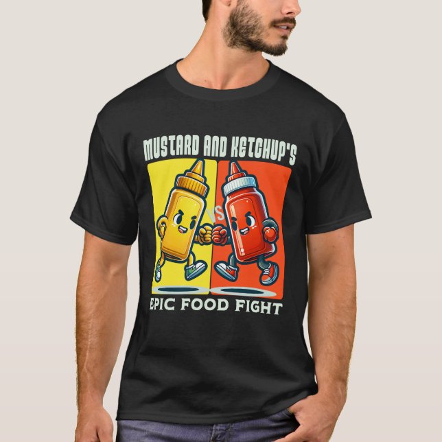 Senap och ketchups episka matkamp t shirt (Framsida)