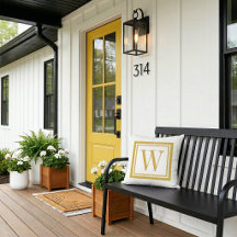 Senap och Vit Klassisk Fyrkantig Monogram