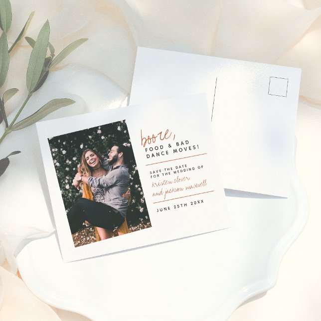 Senap Sprit Food & Bad Dance Moves Spara datum Vykort (Skapare uppladdad)