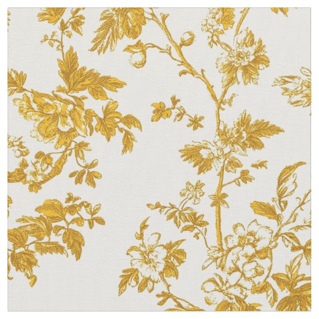 Senap Toile Blommor Vines Tyg (Närbild)