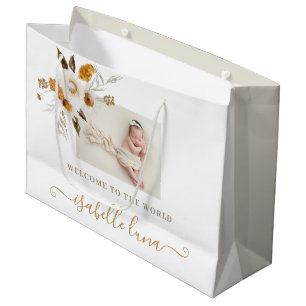 Senap Watercolor Blommigt Newborn Gift Bag