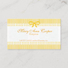 Senapsgul Babysitterbarnomsorg för mönster Visitkort