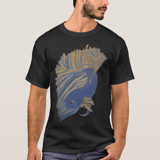 Senapsgul och vanlig blå kampfisk t shirt (Framsida)