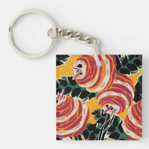 Senapsgul & Orange Art Deco Blommig Dekor