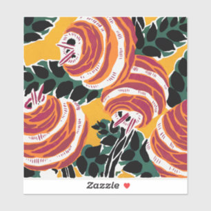 Senapsgul & Orange Art Deco Blommig Dekor Klistermärken