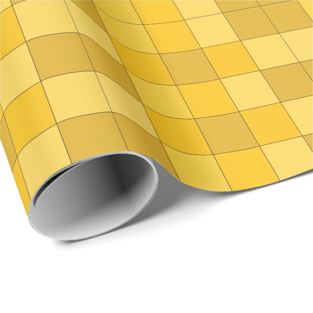 Senapsgul rutig mönster  presentpapper (Rullad Hörn)