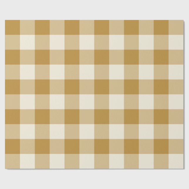 Senapsgul stor Buffalo-rutig gingham Presentpapper (Platt)