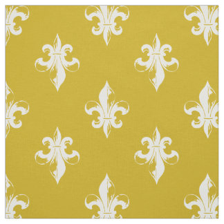 Senapsgula Fleur De Lis Mönstra Tyg
