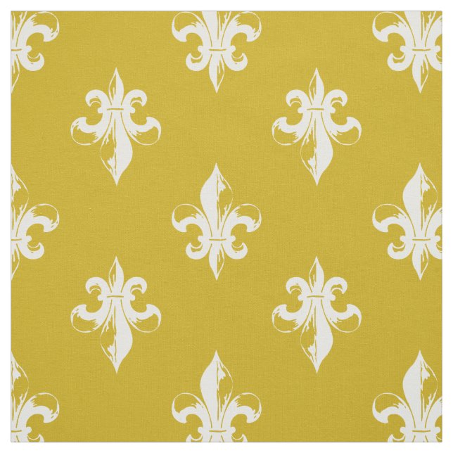 Senapsgula Fleur De Lis Mönstra Tyg (Provkarta)
