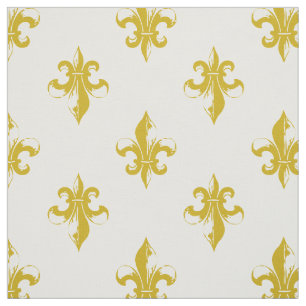 Senapsgula Fleur De Lis Mönstra Tyg