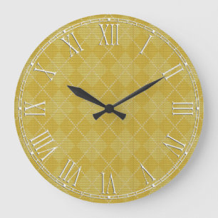 Senapsgula Retro Preppy Argyle Stor Klocka