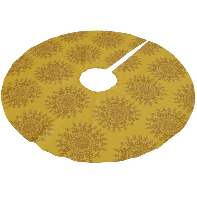 Senapsguld Mandala Julgran Skridsko Julgransmatta Borstad Polyester (Vinklad)