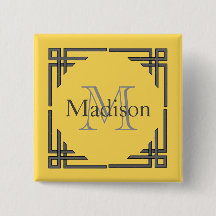 Senapsgult grått geometriskt gränsMonogramnamn