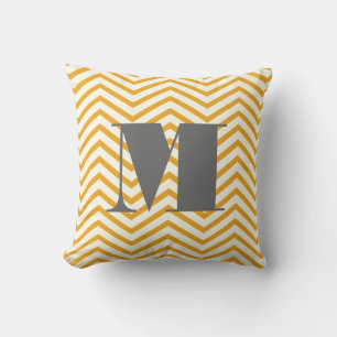 Senard Gult Ivory och Grått Monogram Zig Zag Kudde