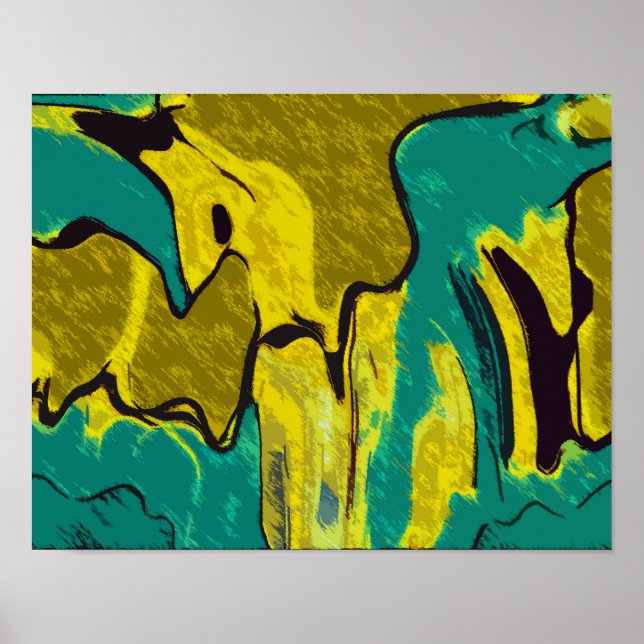 Senard Gult Teal Abstrakt Poster (Framsidan)