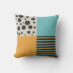 Senard Teal Grått Circle Rand Retro Geometric Kudde