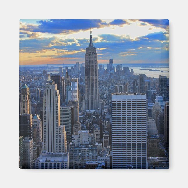 Senare eftermiddag NYC Skyline som solnedgång Magnet (Framsidan)