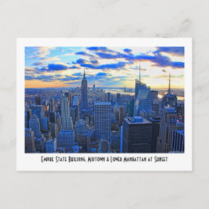 Senare eftermiddag NYC Skyline som solnedgång närm Vykort