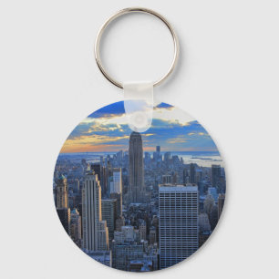 Senare eftermiddag NYC Skyline som solnedgång Nyckelring
