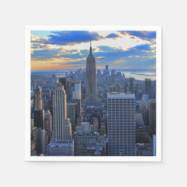 Senare eftermiddag NYC Skyline som solnedgång Pappersservett (Framsidan)